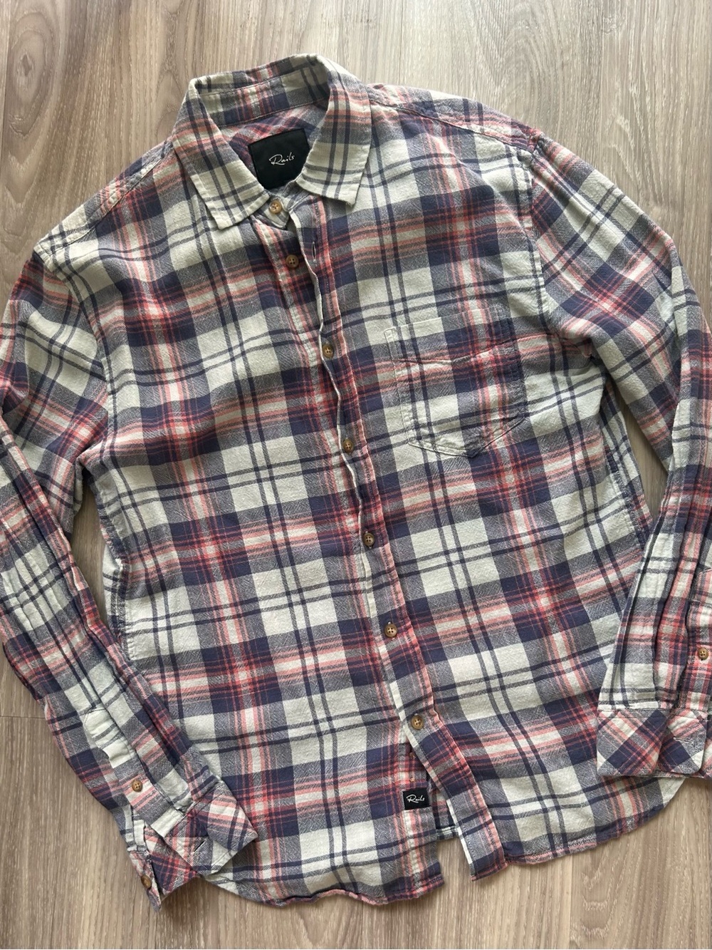 Rails | Lennox Light Flannel Shirt in Aqua Salmon (S)